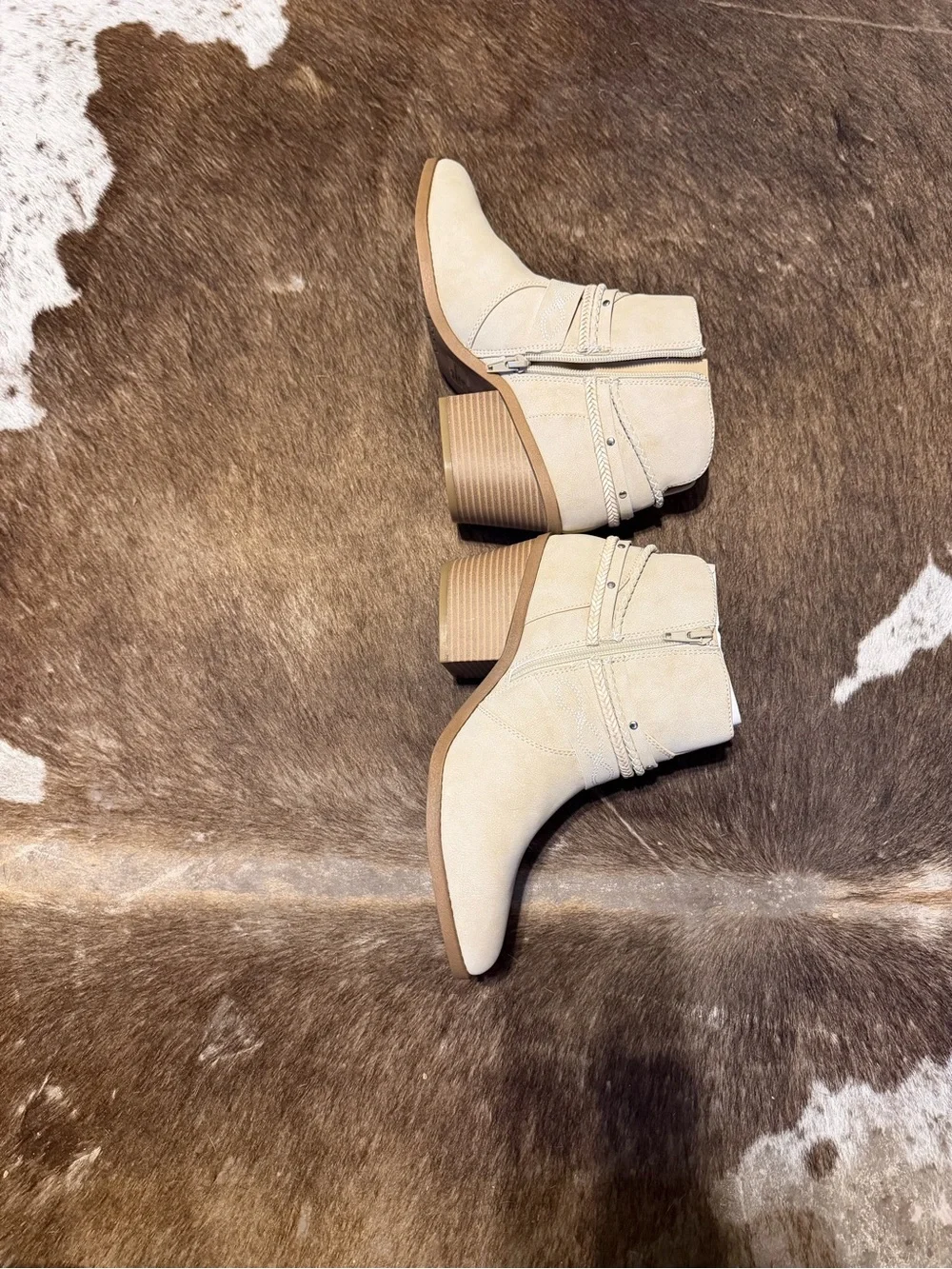Jellypop Beige Suede Buckle Ankle Booties - Picture 2 of 4